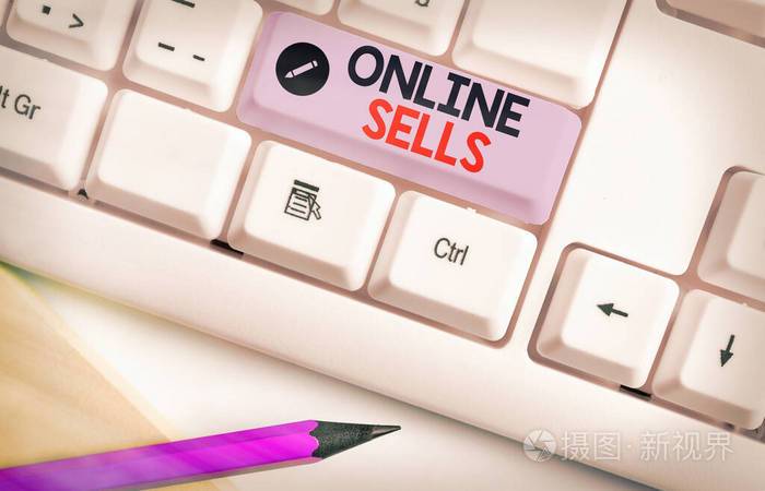 写笔记显示在线销售展示卖家在互联网上直接销售商品或服务的商业照片